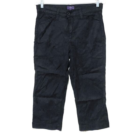 NYDJ Pants - NYDJ Crop Black Pants Lift Tuck Technology Stretch Linen Tencel Spandex Blend 6